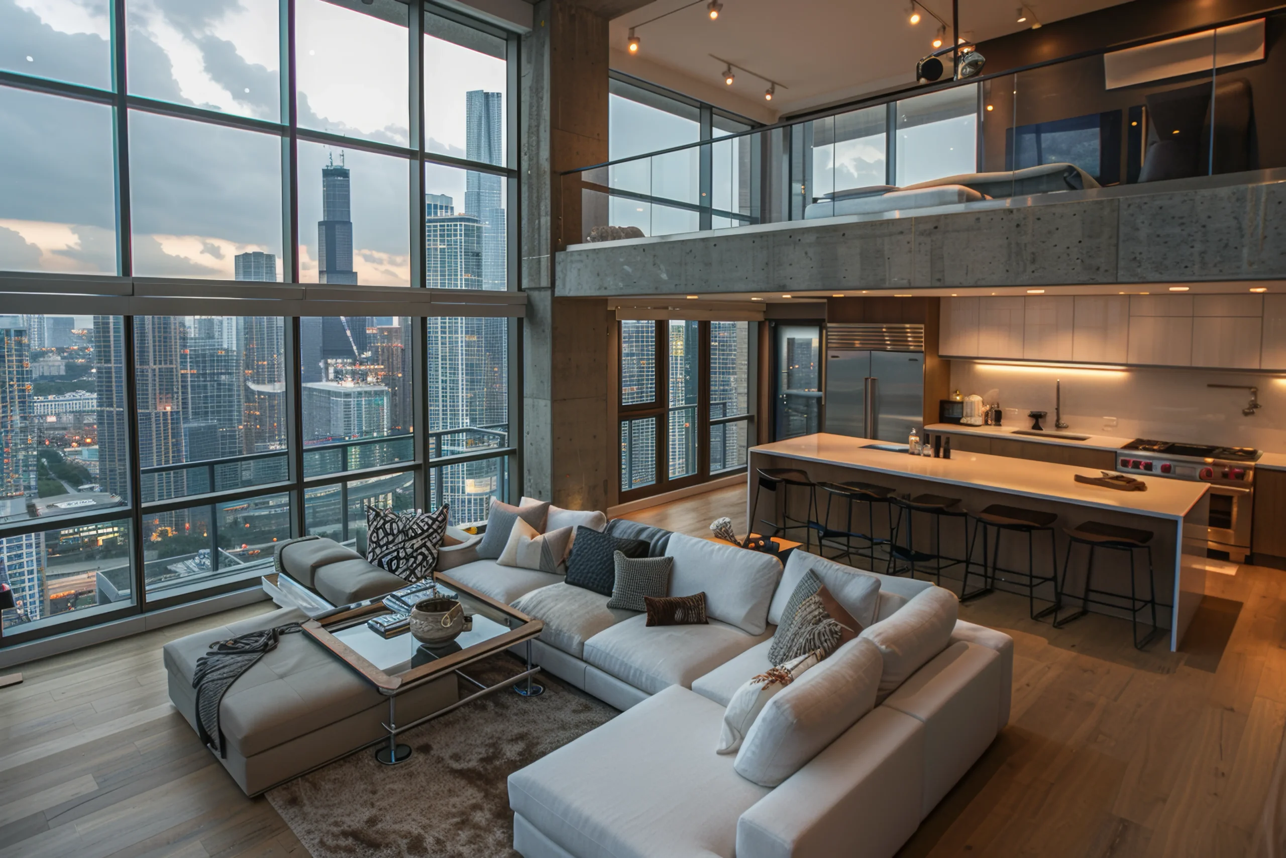 modern-loft-apartment-with-open-floor-plan-showcasing-sleek-kitchen-comfortable-living-area-with-large-sectional-sofa-floortoceiling-windows-offering-stunning-city-view